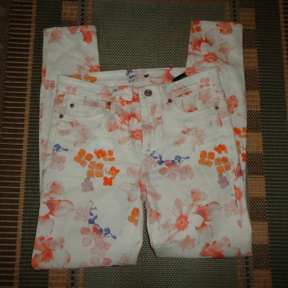 NWOT 7 For All Mankind Straight Leg Jeans 27 Floral Print - Picture 6 of 14